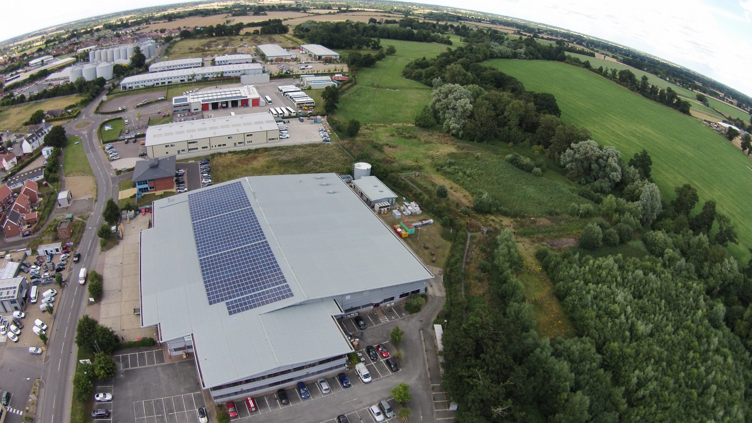 Aerial view of Glazing Vision site